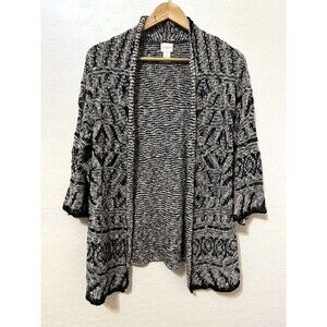 Chicos Womans Open‎ Front Knit Cardigan Size 2X Aztec Southwestern Tribal Artsy